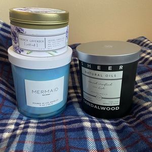 Scented candle bundle/lot w 3 candles - mermaid, lavender, sandalwood
